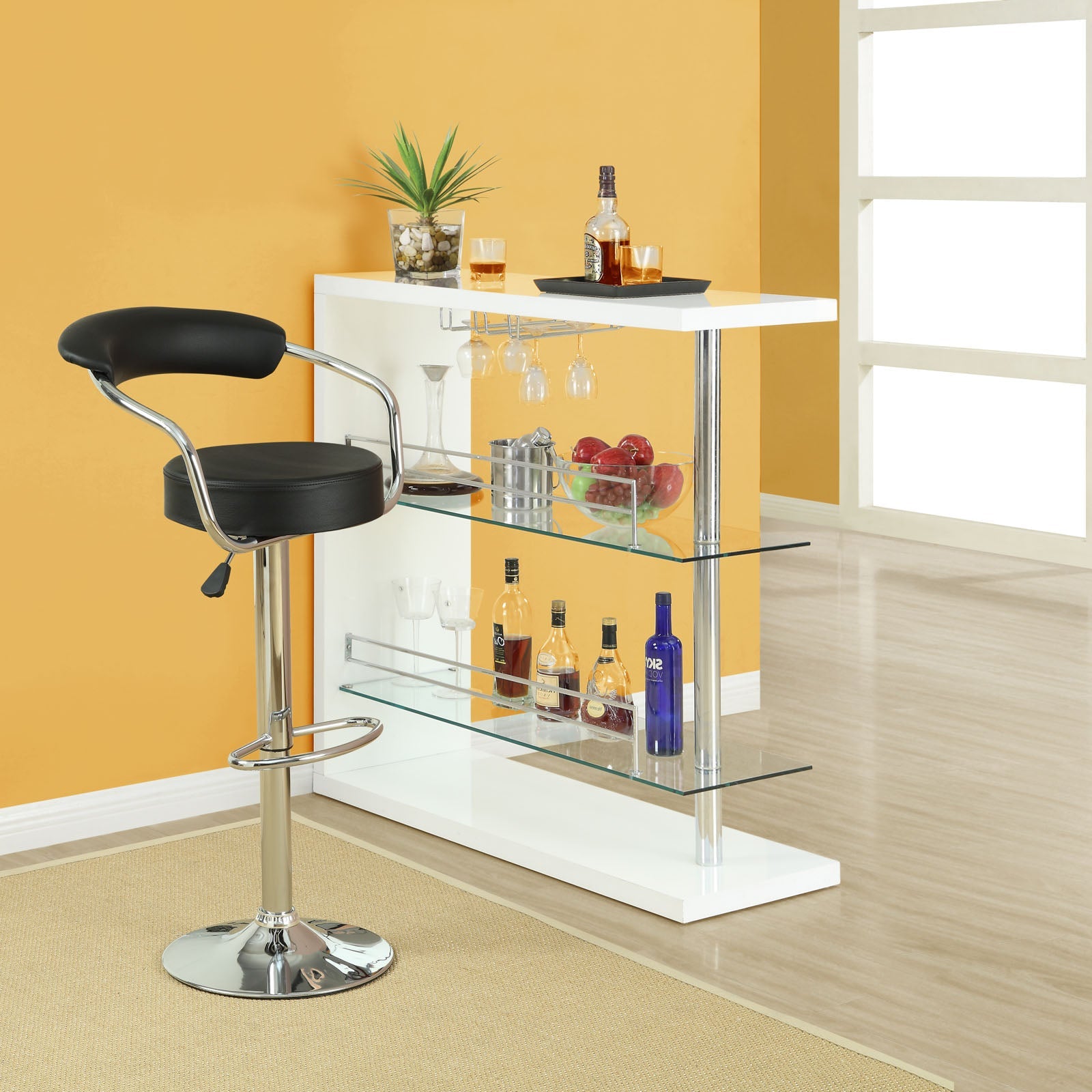 Modway Diner Bar Stool Set of 3 - Black | Bar Stools