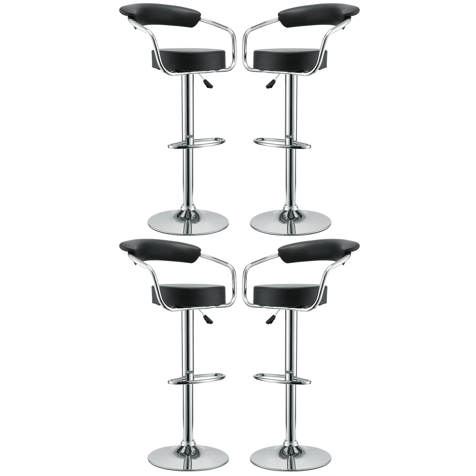 Modway Diner Bar Stool Set of 4 - Black | Bar Stools | 