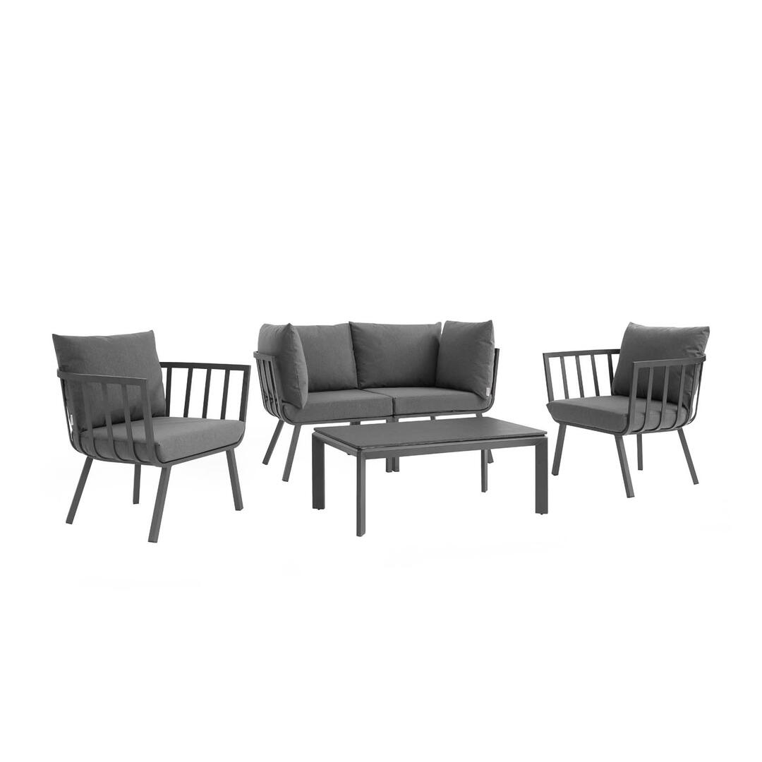 Modway Riverside 5 Piece Outdoor Patio Aluminum Set | Outdoor Sofas, Loveseats & Sectionals | Modishstore-11