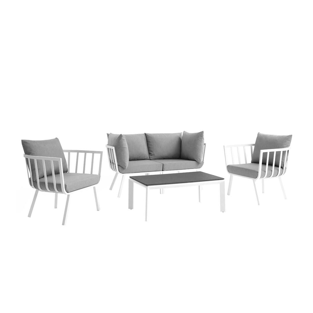 Modway Riverside 5 Piece Outdoor Patio Aluminum Set | Outdoor Sofas, Loveseats & Sectionals | Modishstore-31