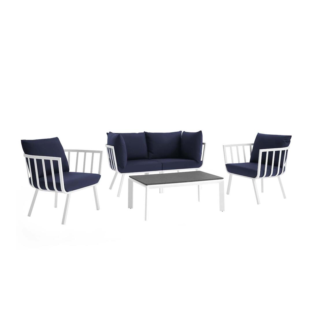 Modway Riverside 5 Piece Outdoor Patio Aluminum Set | Outdoor Sofas, Loveseats & Sectionals | Modishstore-21