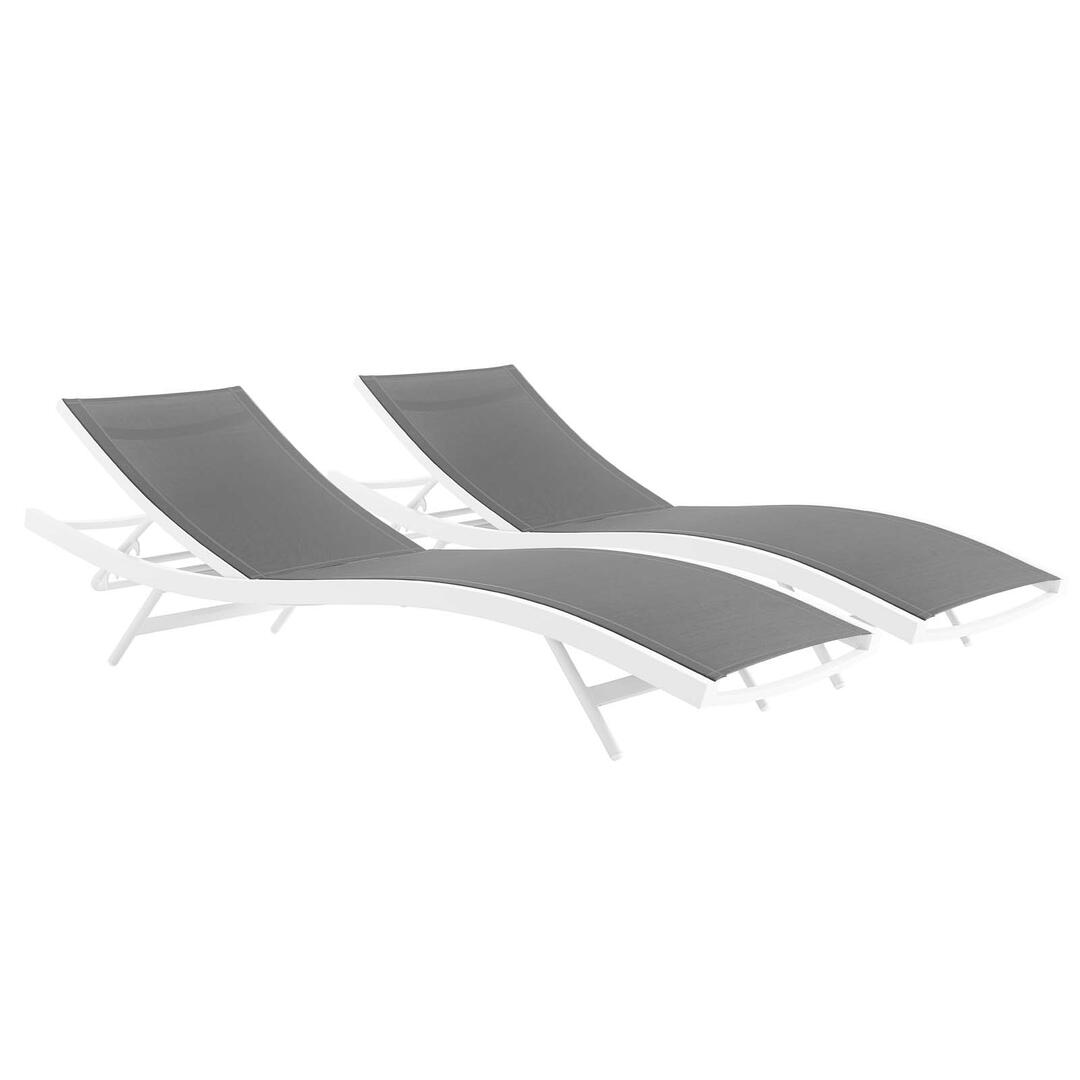 Modway Glimpse Outdoor Patio Mesh Chaise Lounge Set of 2 | Outdoor Recliners & Lounge Chairs | 