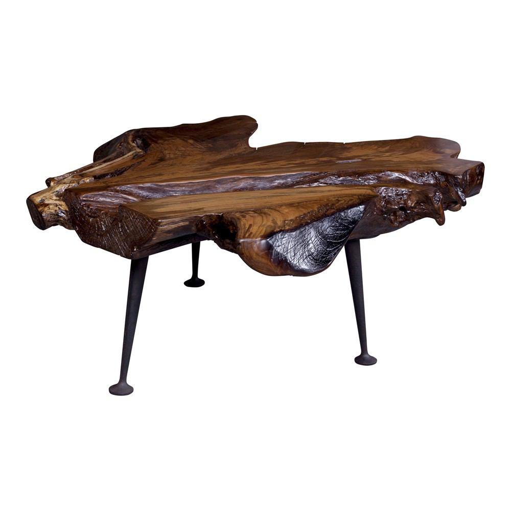 Moe's Home Collection Teak Coffee Table With Cast Iron Legs