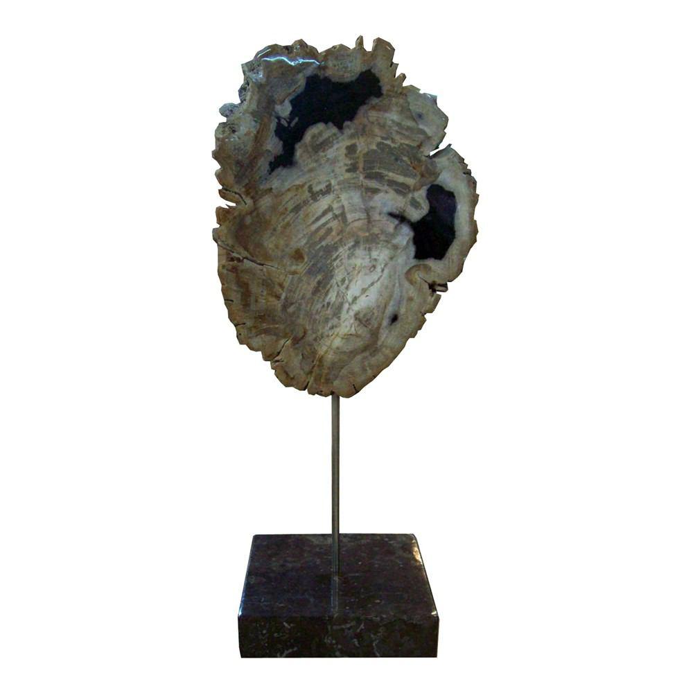 Moe's Home Collection Petrified Wood Sculpture On Black Marble Base