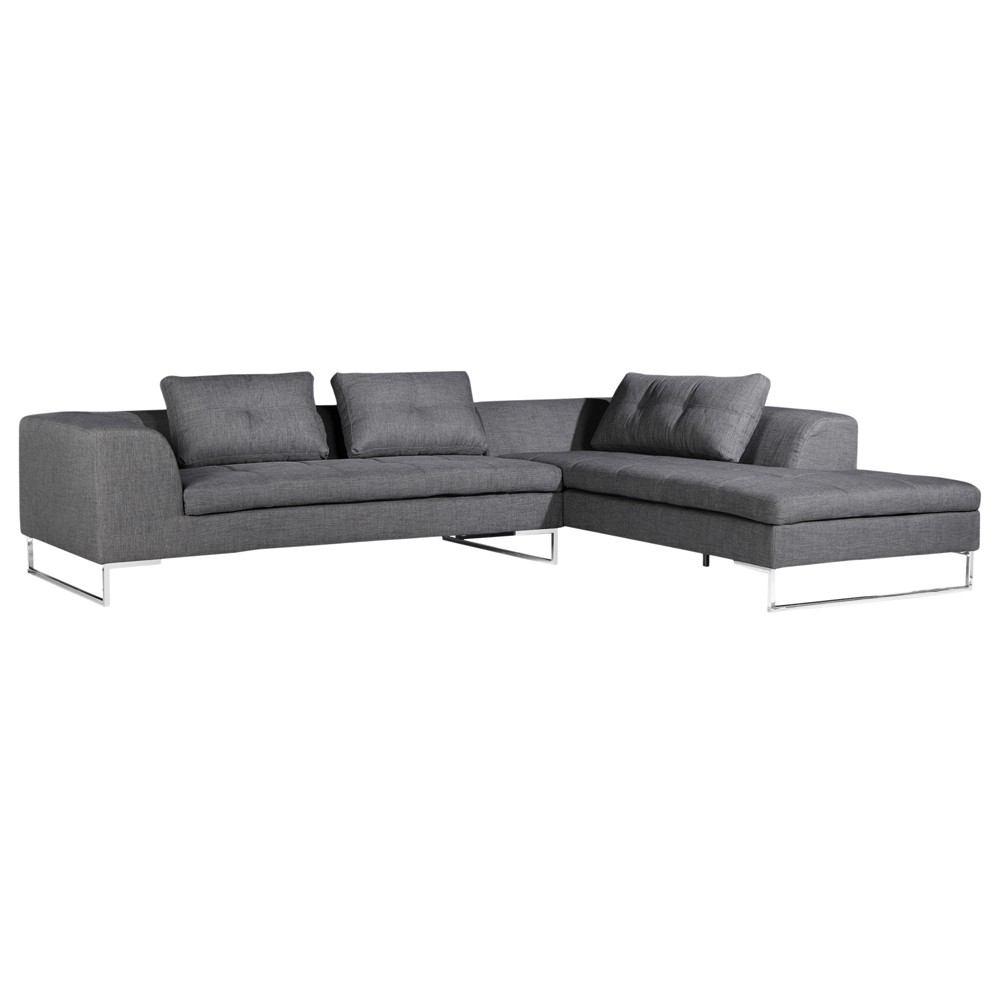 Moe's Home Collection Sulla Sectional Right Charcoal Fabric