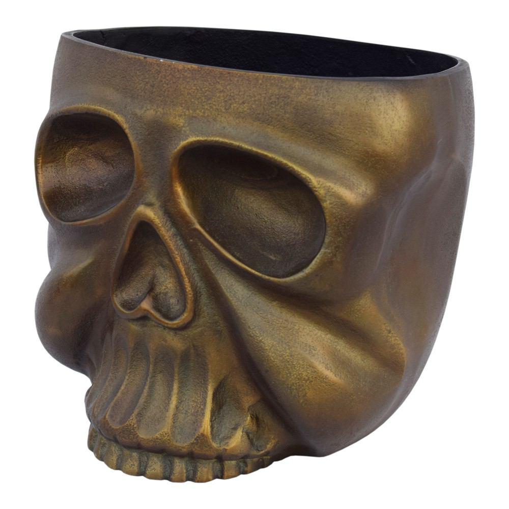 Moe's Home Collection Metal Skull Planter