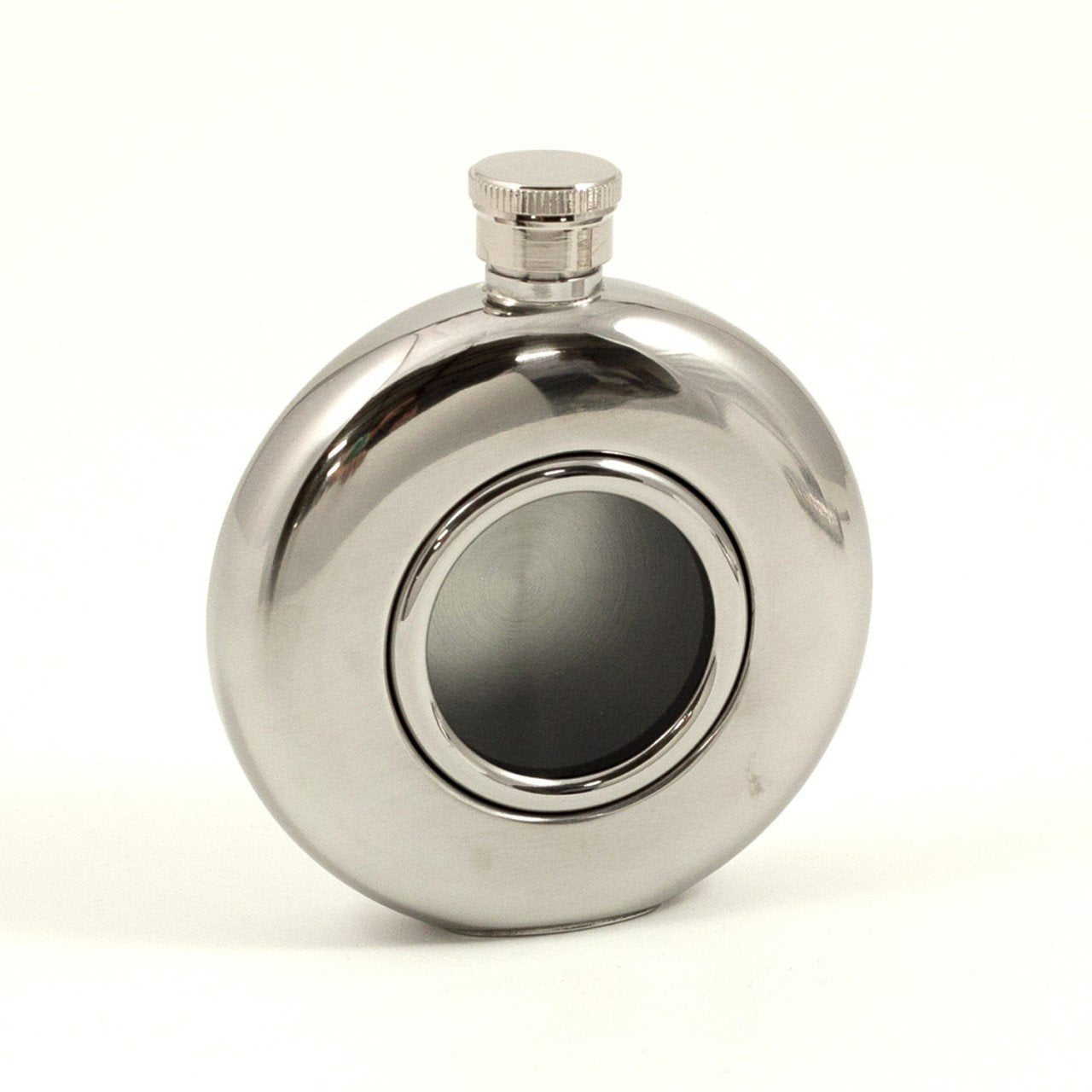 Bey-Berk 5 oz. Stainless Steel Flask with Glass Center