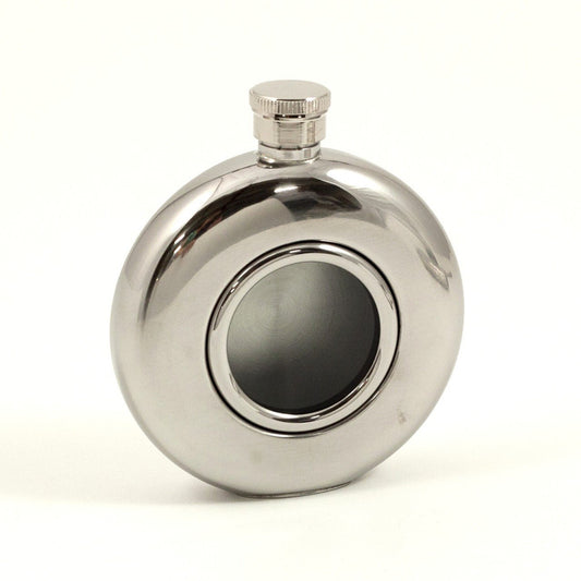 Bey-Berk 5 oz. Stainless Steel Flask with Glass Center