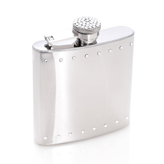 Bey-Berk 6 oz. Stainless Steel Crystal Incrusted Shiny Flask