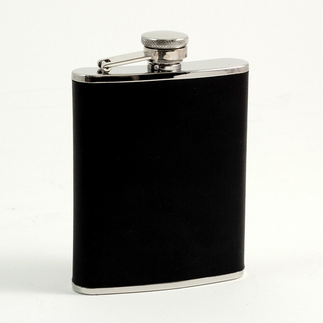 Bey-Berk 6 oz. Stainless Steel Black Leather Flask