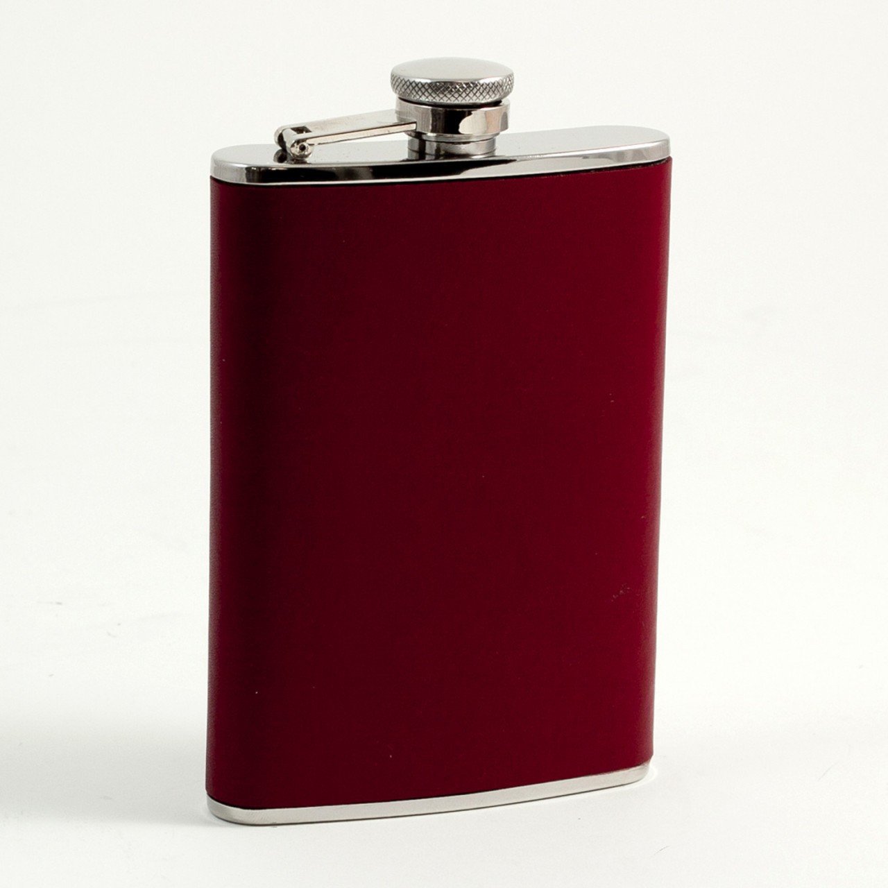 Bey-Berk 8 oz. Stainless Steel Flask in Burgandy Leather