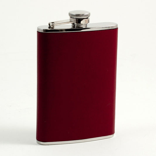 Bey-Berk 8 oz. Stainless Steel Flask in Burgandy Leather