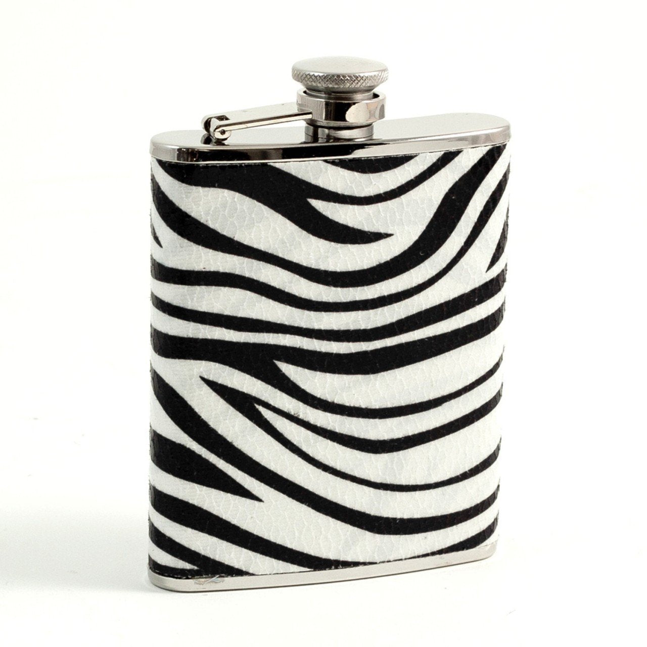 Bey-Berk 6 oz. Stainless Steel "Zebra" Pattern Flask