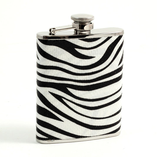 Bey-Berk 6 oz. Stainless Steel "Zebra" Pattern Flask