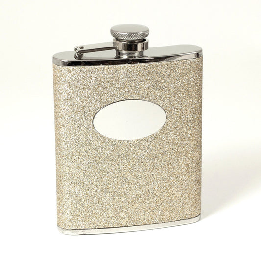 Bey-Berk 6 oz. Stainless Steel Flask in Gold Glitter