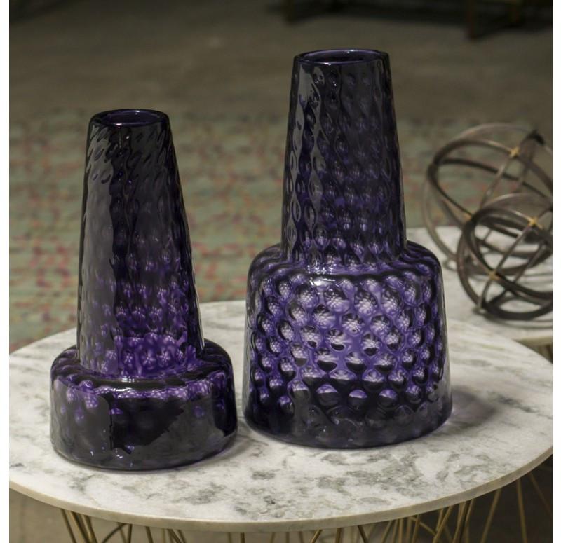 Gold Leaf Design Group Optic Amethyst Glass Vases