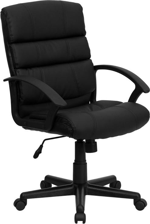Flash Furniture Mid-Back Black Leather Swivel Task Chair