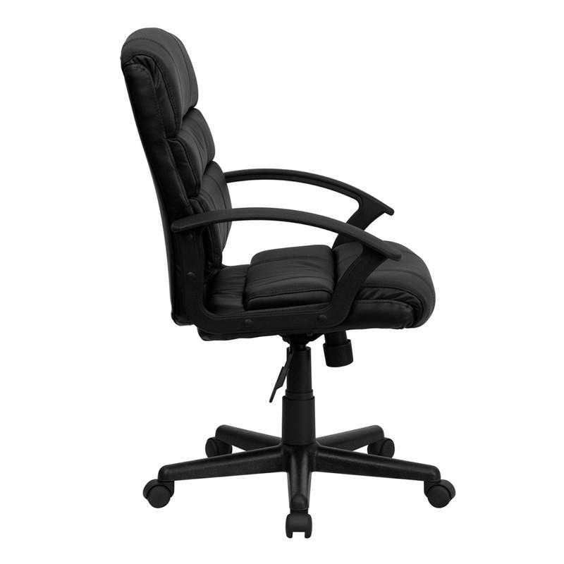 Flash Furniture Mid-Back Black Leather Swivel Task Chair