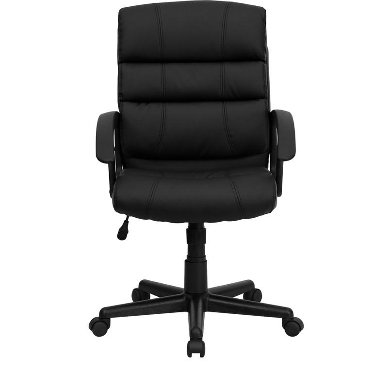 Flash Furniture Mid-Back Black Leather Swivel Task Chair