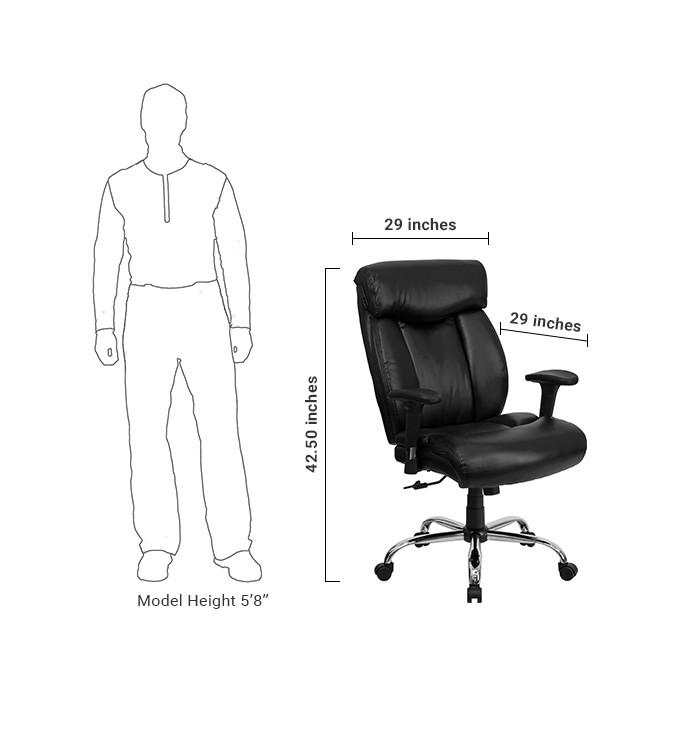 Flash Furniture Hercules Series 400 Lb. Capacity Big & Tall Black Leather Executive Swivel Office Chair With Height Adjustable Arms