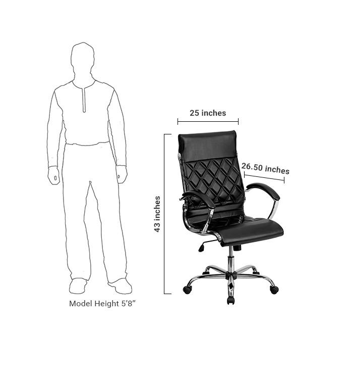 Flash Furniture High Back Designer Black Leather Executive Swivel Office Chair With Chrome Base