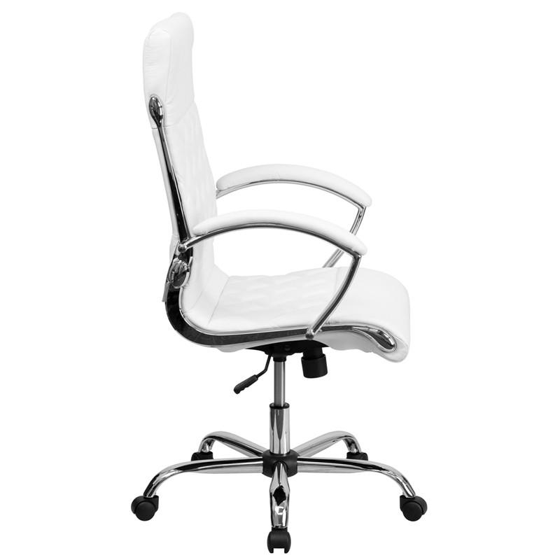 Flash Furniture High Back Designer White Leather Executive Swivel Office Chair With Chrome Base