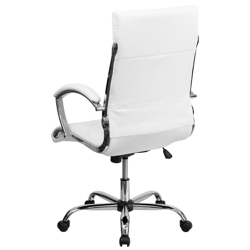 Flash Furniture High Back Designer White Leather Executive Swivel Office Chair With Chrome Base