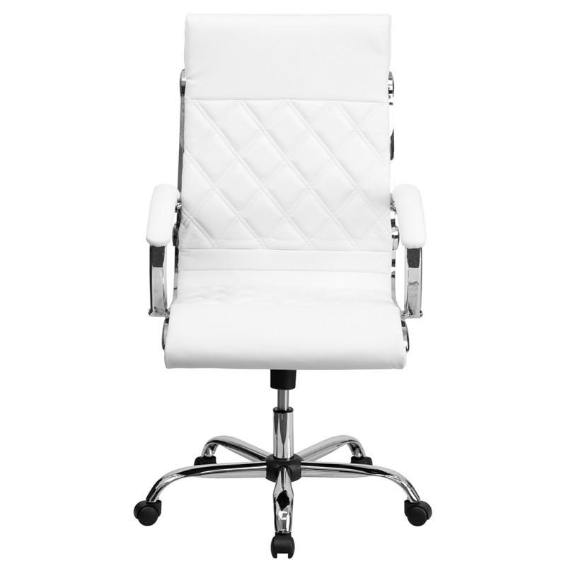 Flash Furniture High Back Designer White Leather Executive Swivel Office Chair With Chrome Base