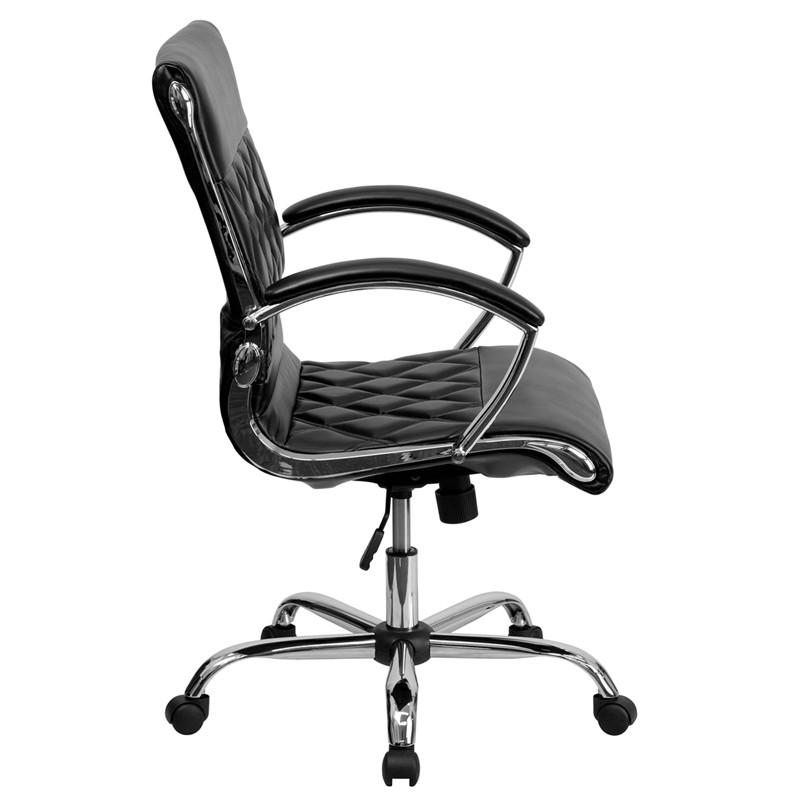 Flash Furniture Mid-Back Designer Black Leather Executive Swivel Office Chair With Chrome Base