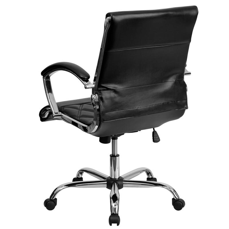 Flash Furniture Mid-Back Designer Black Leather Executive Swivel Office Chair With Chrome Base