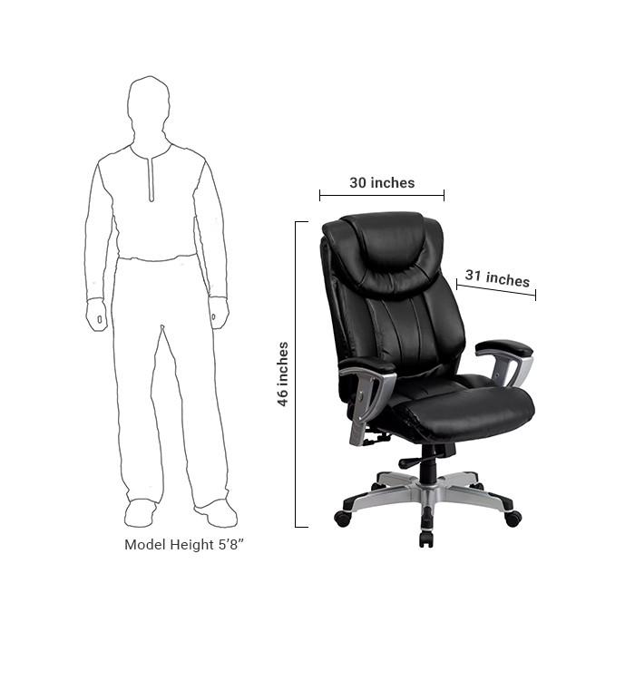 Flash Furniture Hercules Series 400 Lb. Capacity Big & Tall Black Leather Executive Swivel Office Chair With Height & Width Adjustable Arms