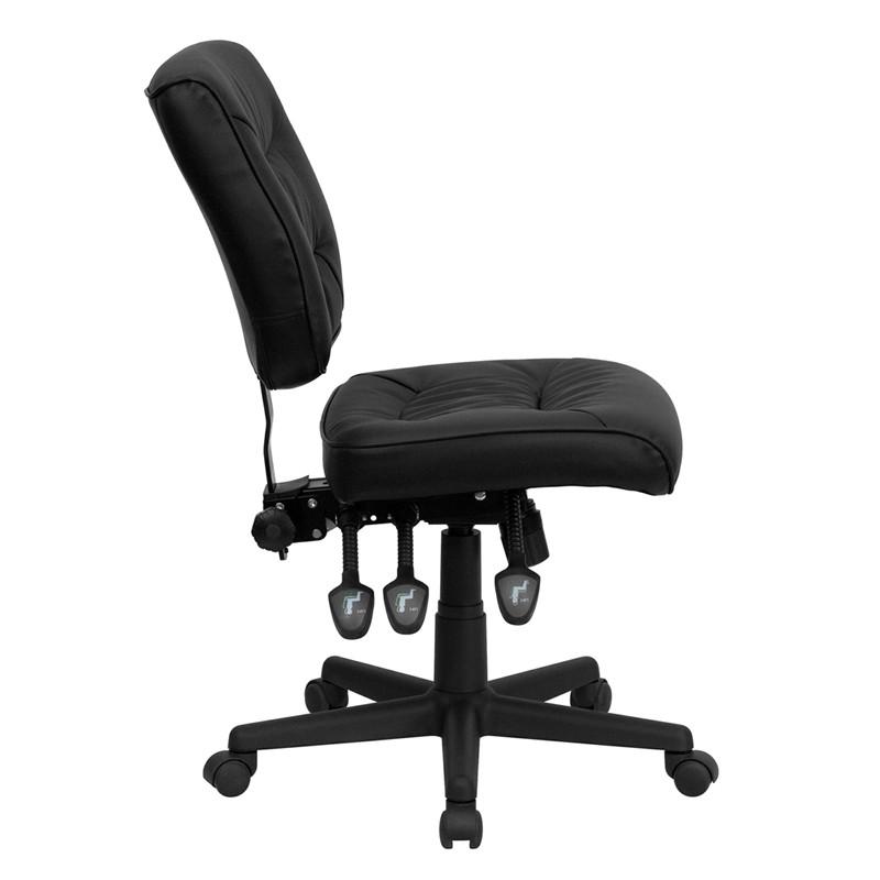Flash Furniture Low Back Black Leather Multi-Functional Swivel Task Chair
