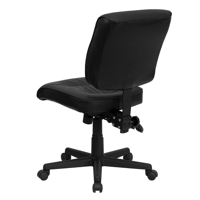 Flash Furniture Low Back Black Leather Multi-Functional Swivel Task Chair
