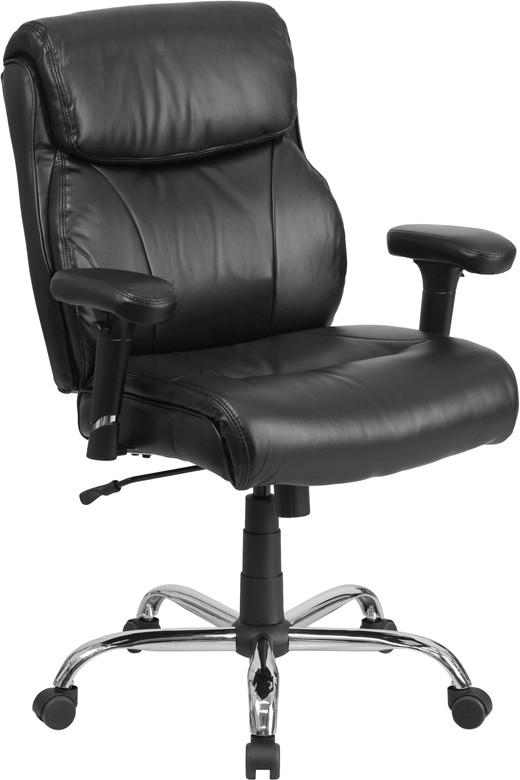 Flash Furniture Hercules Series 400 Lb. Capacity Big & Tall Black Leather Swivel Task Chair With Height Adjustable Arms
