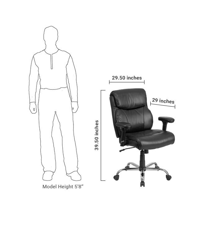 Flash Furniture Hercules Series 400 Lb. Capacity Big & Tall Black Leather Swivel Task Chair With Height Adjustable Arms