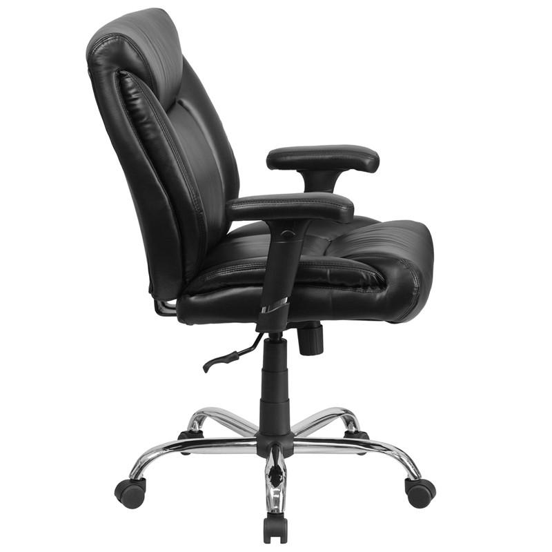 Flash Furniture Hercules Series 400 Lb. Capacity Big & Tall Black Leather Swivel Task Chair With Height Adjustable Arms