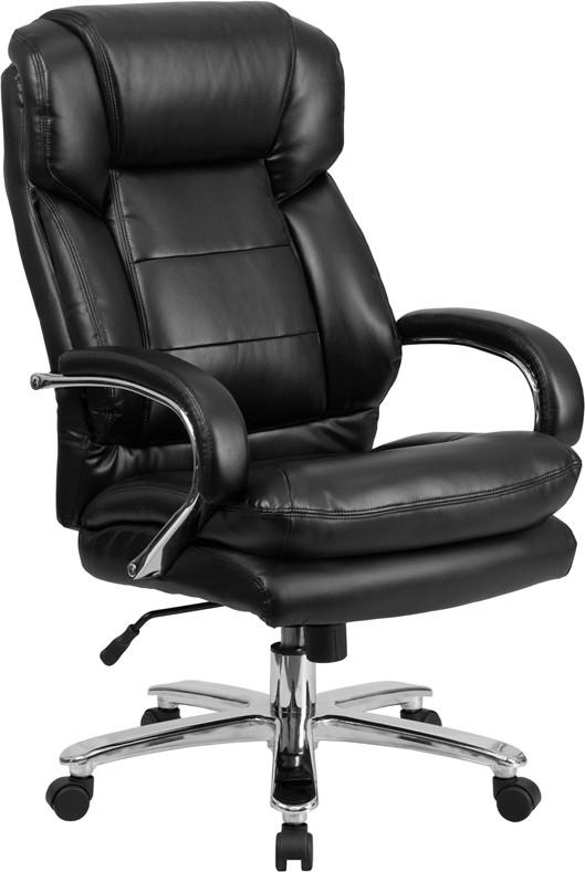 Flash Furniture Hercules Series 24/7 Intensive Use, Multi-Shift, Big & Tall 500 Lb. Capacity Black Leather Executive Swivel Chair With Loop Arms