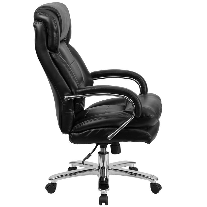 Flash Furniture Hercules Series 24/7 Intensive Use, Multi-Shift, Big & Tall 500 Lb. Capacity Black Leather Executive Swivel Chair With Loop Arms