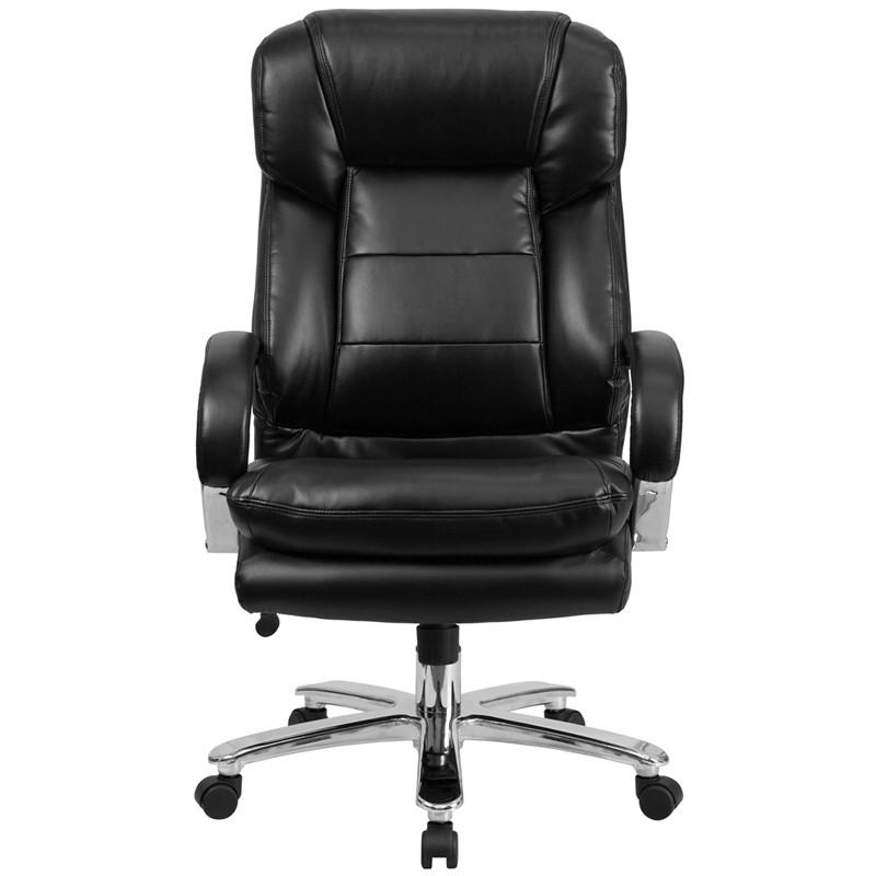 Flash Furniture Hercules Series 24/7 Intensive Use, Multi-Shift, Big & Tall 500 Lb. Capacity Black Leather Executive Swivel Chair With Loop Arms