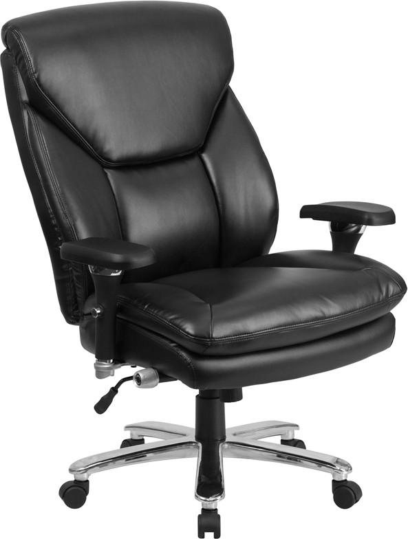 Flash Furniture Hercules Series 24/7 Intensive Use, Multi-Shift, Black Leather Executive Swivel Chair With Lumbar Support Knob