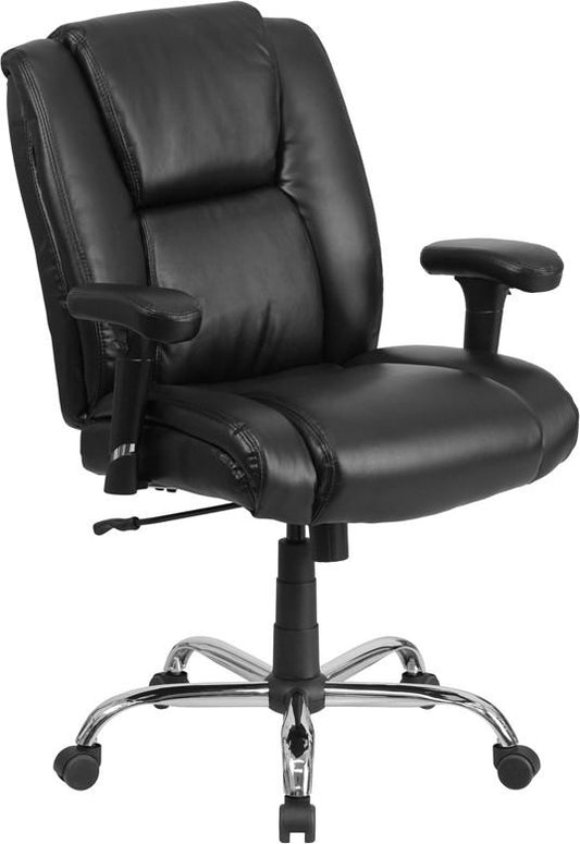 Flash Furniture Hercules Series 400 Lb. Capacity Big & Tall Black Leather Swivel Task Chair With Height Adjustable Arms