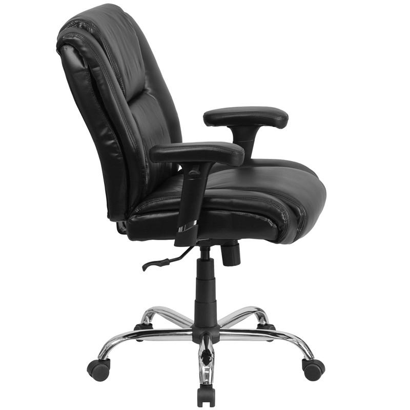 Flash Furniture Hercules Series 400 Lb. Capacity Big & Tall Black Leather Swivel Task Chair With Height Adjustable Arms