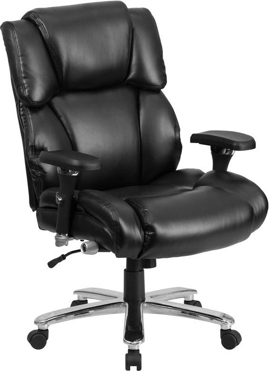 Flash Furniture Hercules Series 24/7 Intensive Use, Multi-Shift, Black Leather Executive Swivel Chair With Lumbar Support Knob