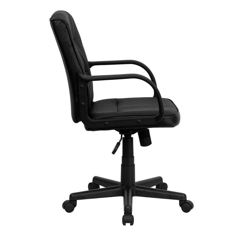 Flash Furniture Mid-Back Black Leather Swivel Task Chair With Nylon Arms