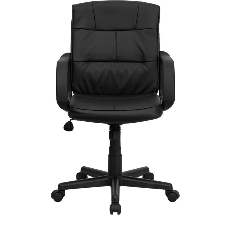 Flash Furniture Mid-Back Black Leather Swivel Task Chair With Nylon Arms