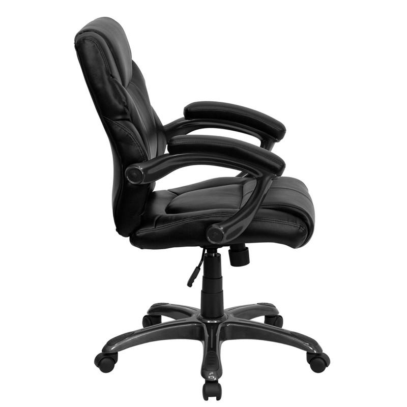 Flash Furniture Mid-Back Black Leather Overstuffed Swivel Task Chair