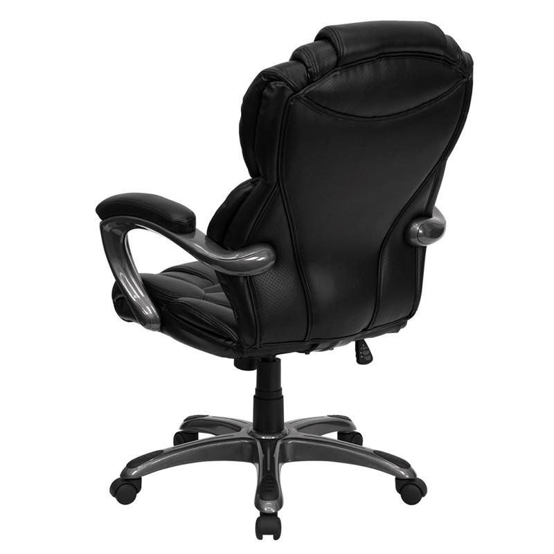 Flash Furniture High Back Black Leather Executive Swivel Office Chair With Leather Padded Loop Arms