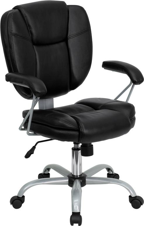 Flash Furniture Mid-Back Black Leather Swivel Task Chair