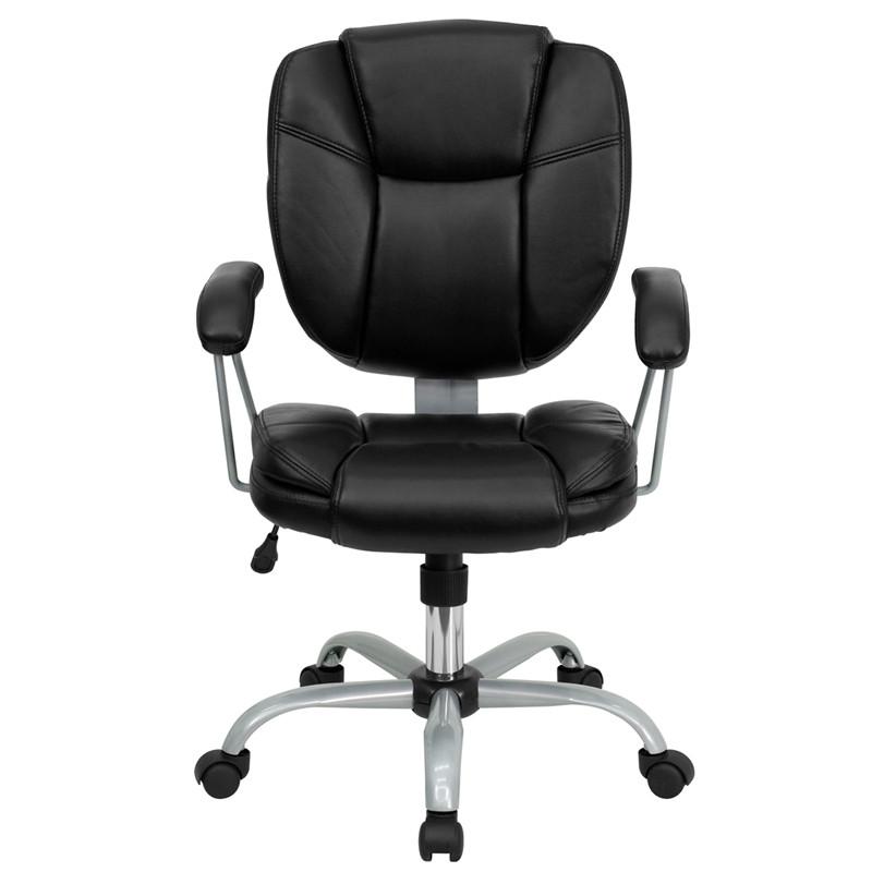 Flash Furniture Mid-Back Black Leather Swivel Task Chair