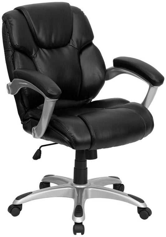 Flash Furniture Mid-Back Black Leather Swivel Task Chair